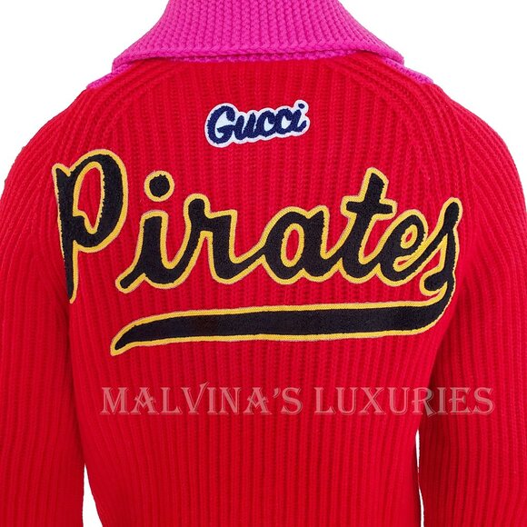 GUCCI MENS SWEATER X MLB PIRATES WOOL CARDIGAN w LOGO DETAILS - Picture 10 of 16